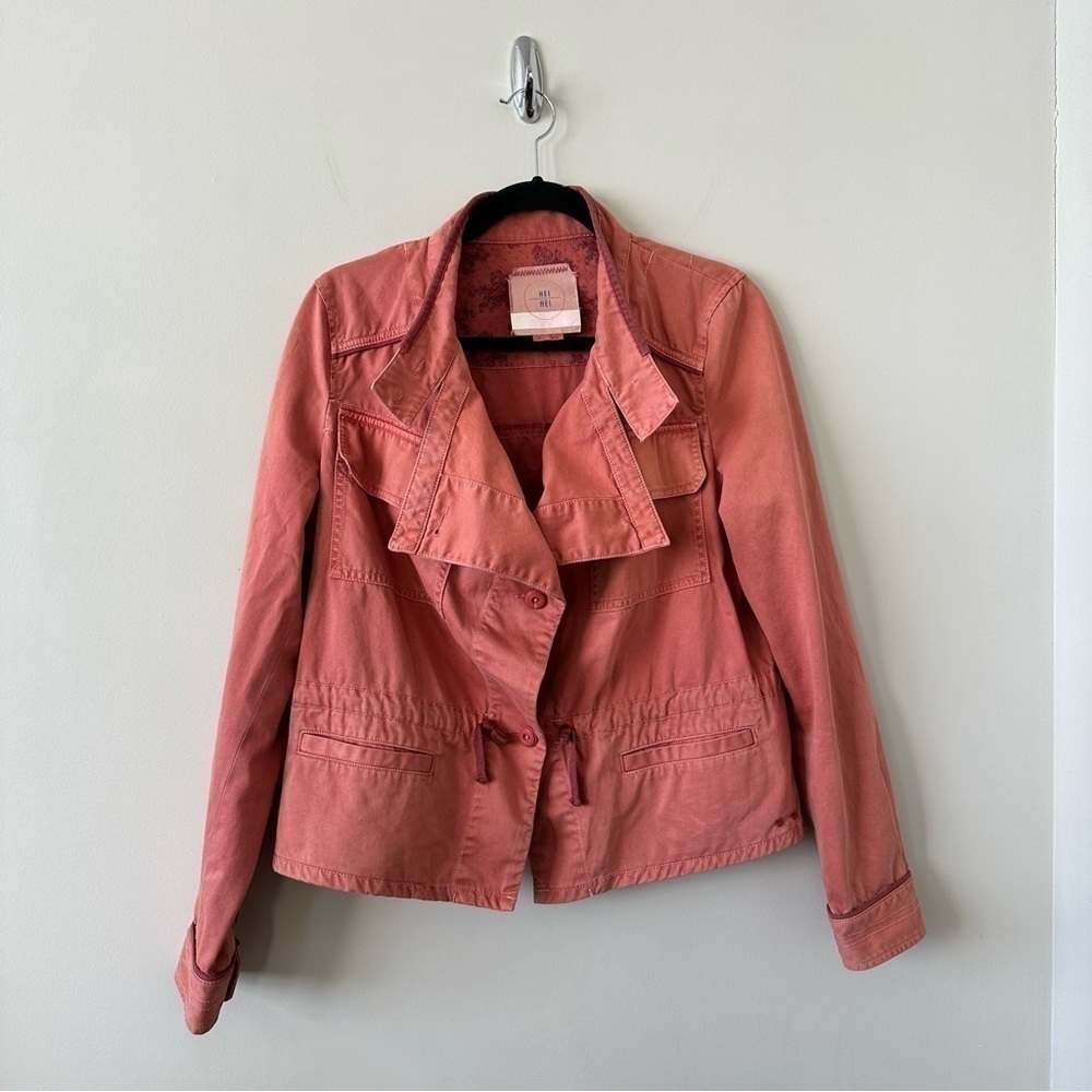Anthropologie-Hei Hei Salmon Anorak Lightweight Cargo Jacket.